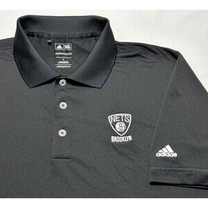 Brooklyn Nets Adidas Polo Shirt Puremotion NBA Mens Large Black Golf Performance